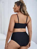 Plus Leopard Lace-up High Waisted Bikini Swimsuit