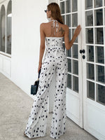 Missord Tie Back Cut-out Geo Print Wide Leg Jumpsuit