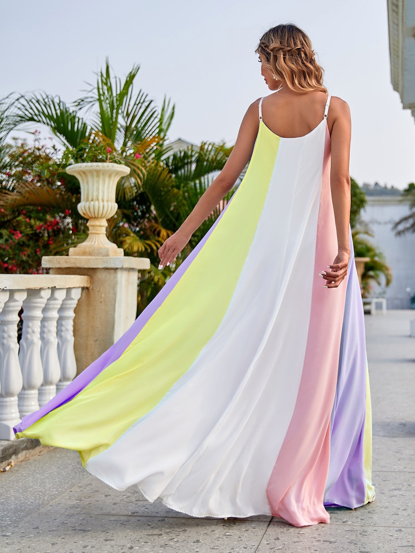 Color Block Maxi Cami Dress