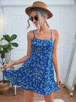 Floral Print Crisscross Tied Backless Cami Dress