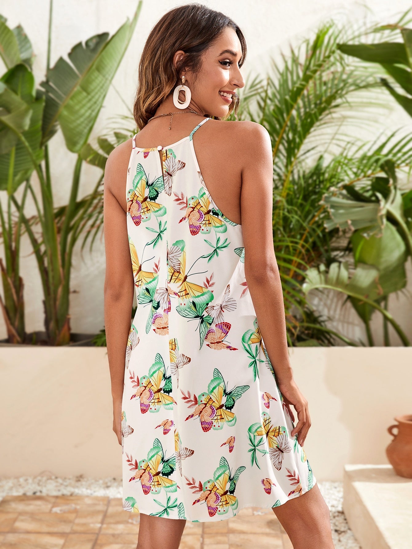 Allover Butterfly Halter Dress