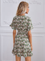 Floral Print Ruffle Hem Dress