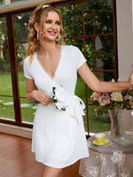 Lace Trim Knot Side Wrap Dress