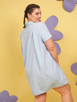 Plus Solid Button Front Longline Blouse