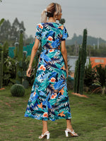 Tropical Surplice Neck Knot Dress