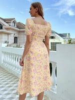 Split Thigh Floral Milkmaid Dress