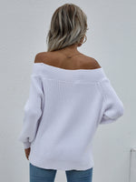 Solid Ribbed Knit Bardot Sweater