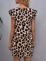 Ruffle Armhole Leopard Dress