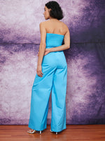 Solid Shirred Bodice Tube Jumpsuit