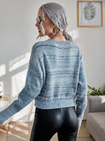 Stripe Pattern Tie Hem Drop Shoulder Sweater