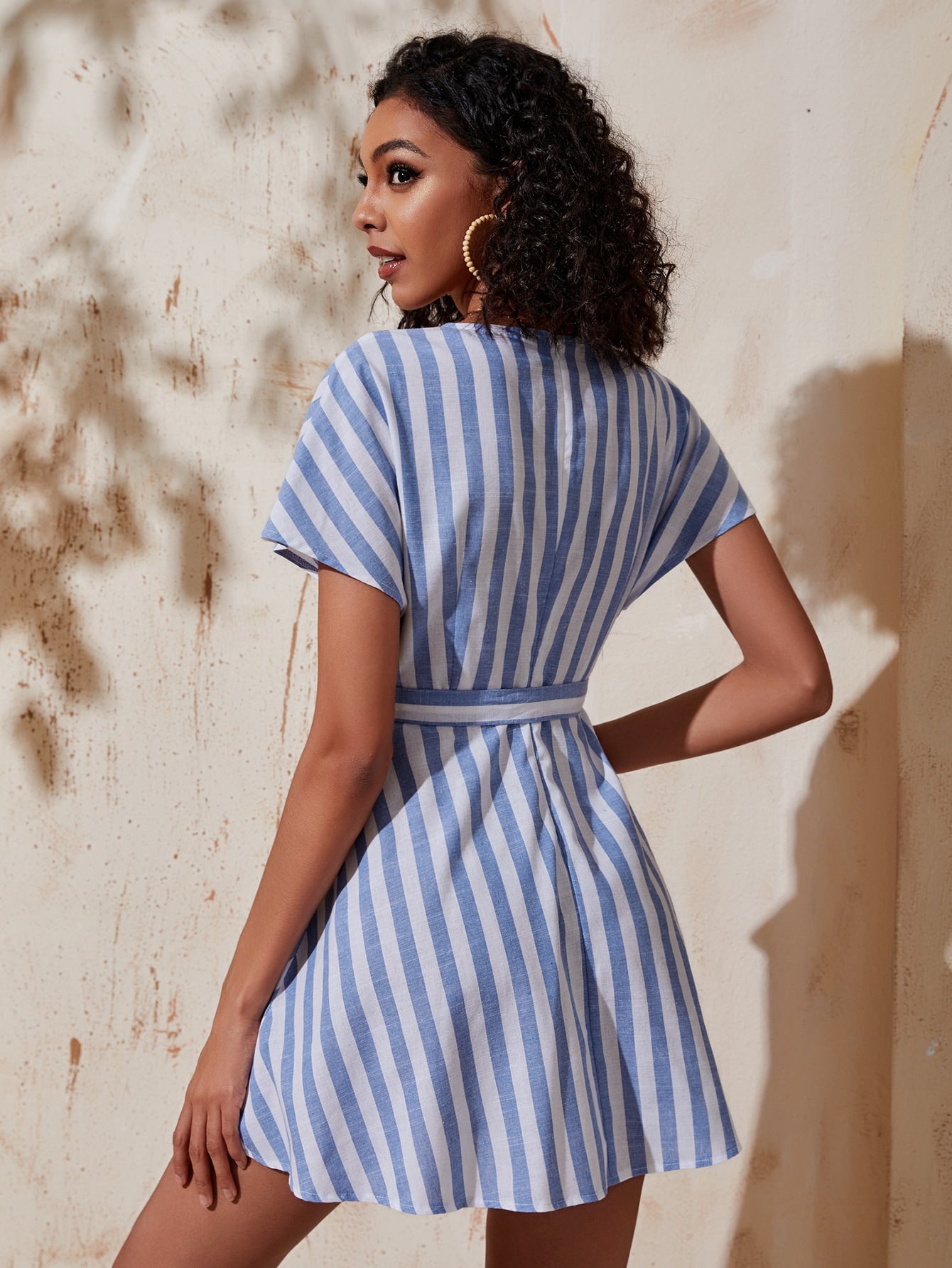 Striped Self Tie A-line Dress