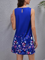 Keyhole Back Floral Print Tunic Dress