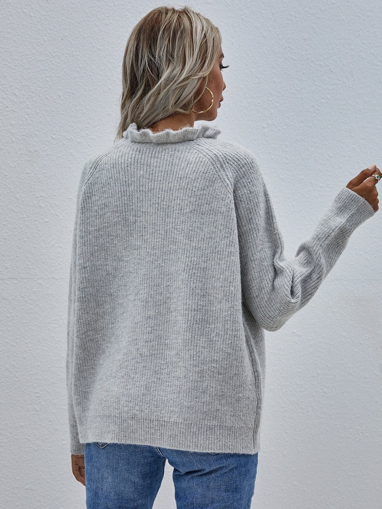 Frill Trim Button Sweater