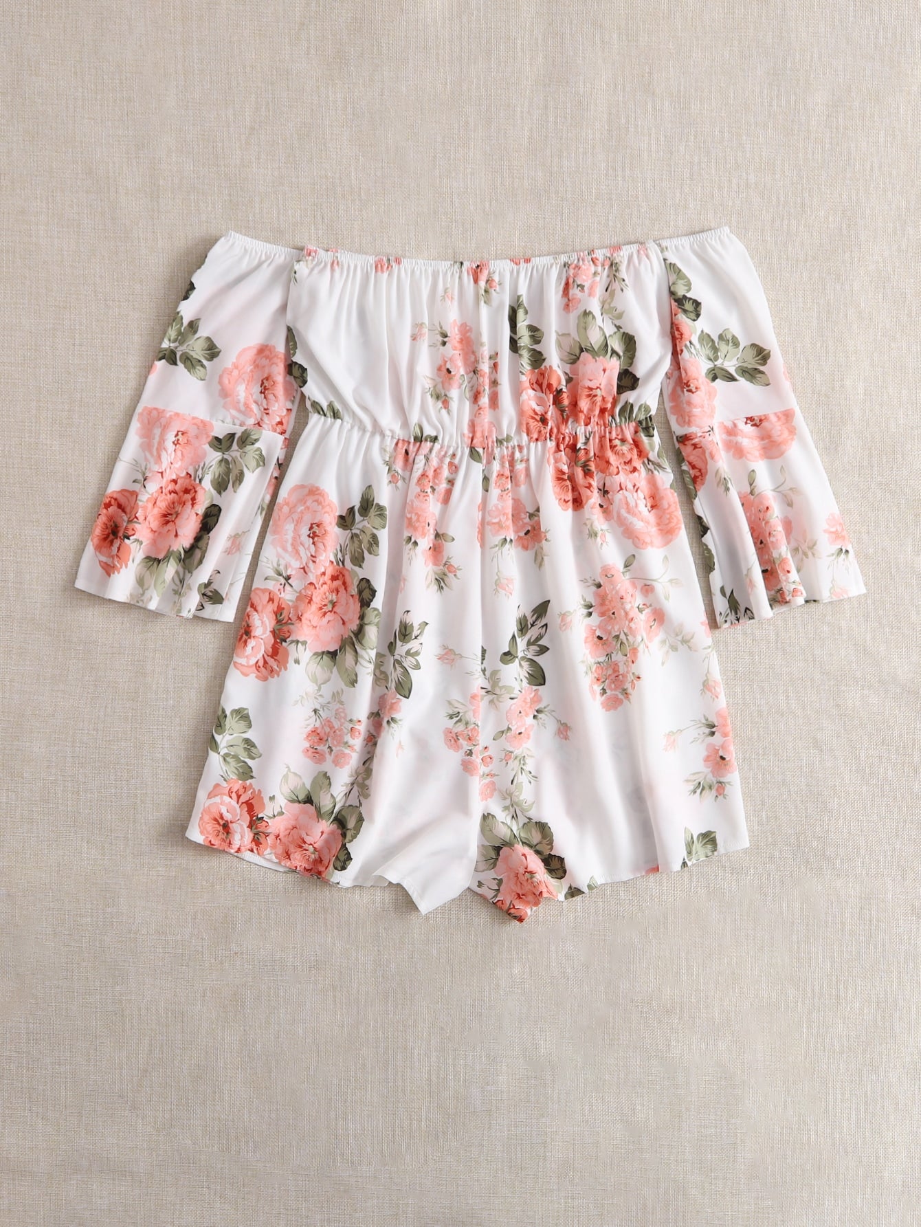 Floral Knot Front Bardot Romper
