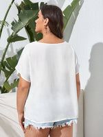 Plus Contrast Lace V-Neck Blouse