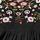 Floral Embroidery Cap Sleeve V Neck Flared High Waist Short Dress