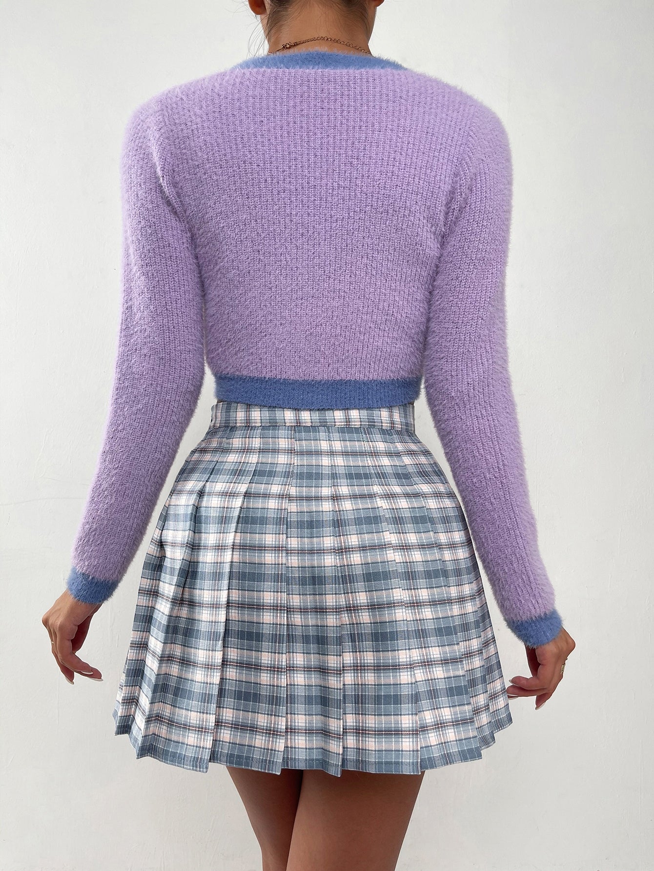 Ribbed Knit Two Tone Cardigan