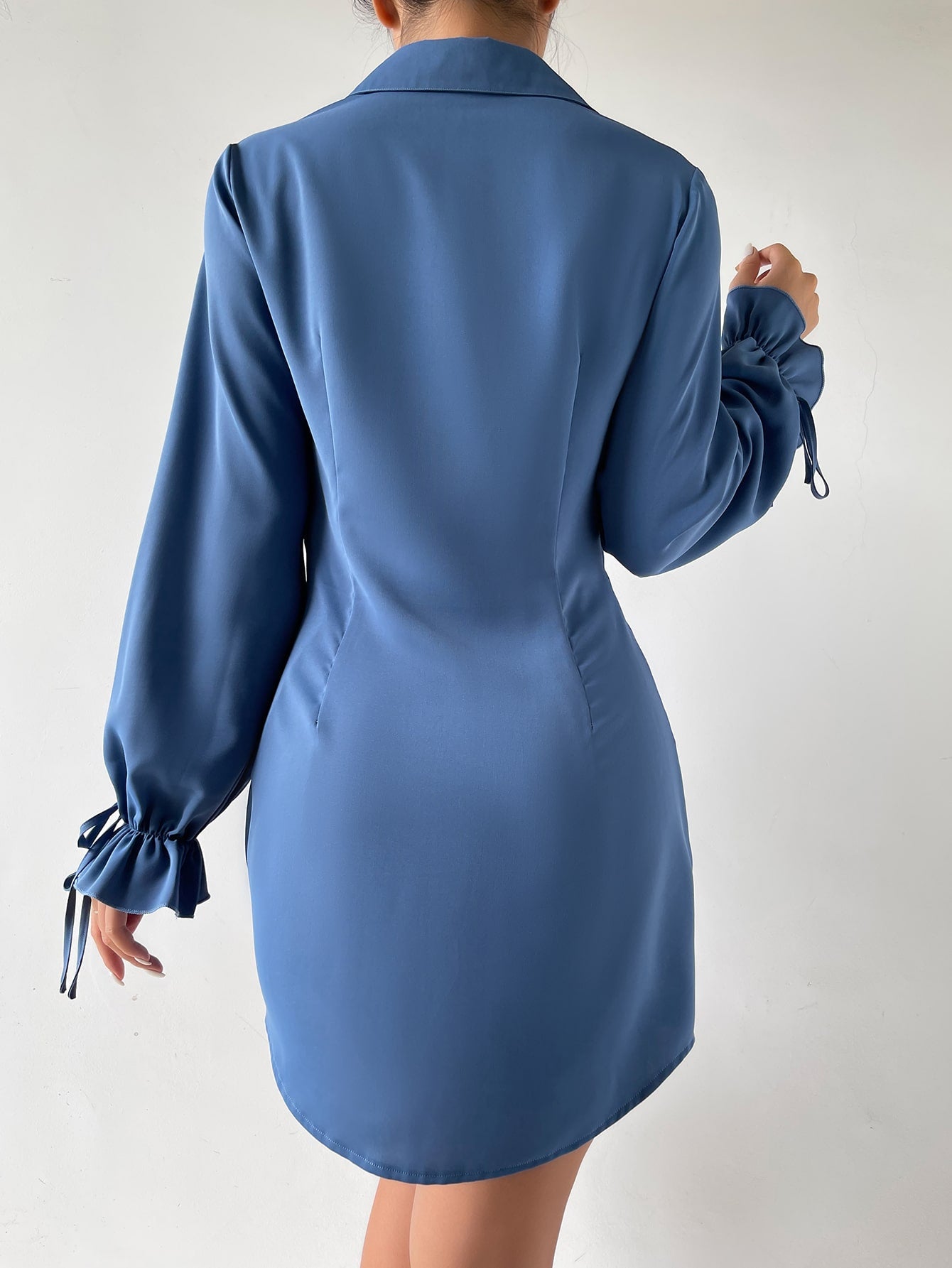 Knot Front Button Up Shirt Dress