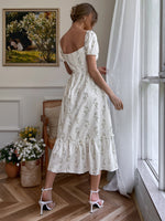 Allover Floral Sweetheart Neck Dress