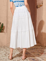 Solid Layer Pleated Hem Skirt