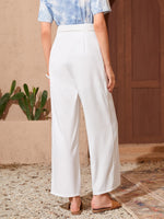 High Waist Slant Pocket Belted Wide Leg Pants