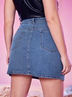 Plus Contrast Panel Slant Pockets Skirt