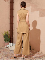 Flap Detail Belted Blazer & Pants