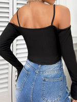 Cold Shoulder Drawstring Front Top