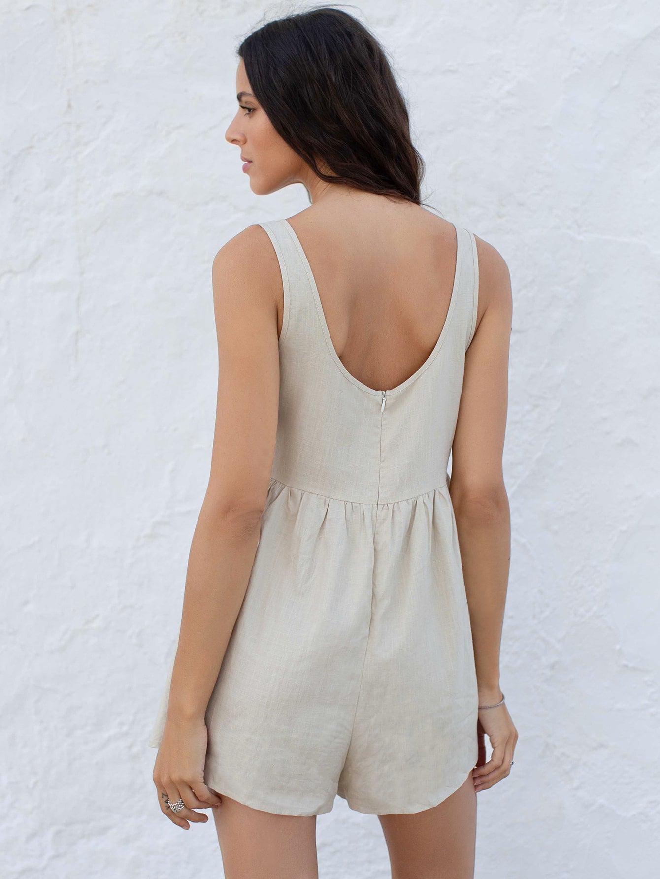 Low Back Solid Tank Romper