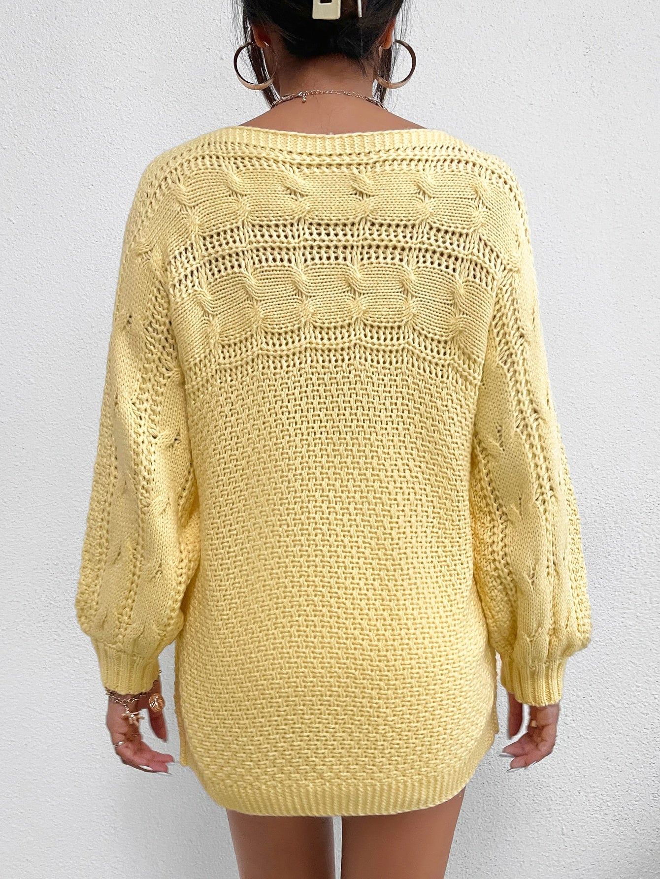 Cable Knit Bishop Sleeve Sweater