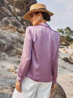 Lapel Neck Satin Blouse