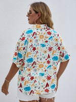 Plus Drop Shoulder Allover Print Blouse