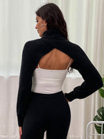 Funnel Neck Super Crop Sweater Without Cami