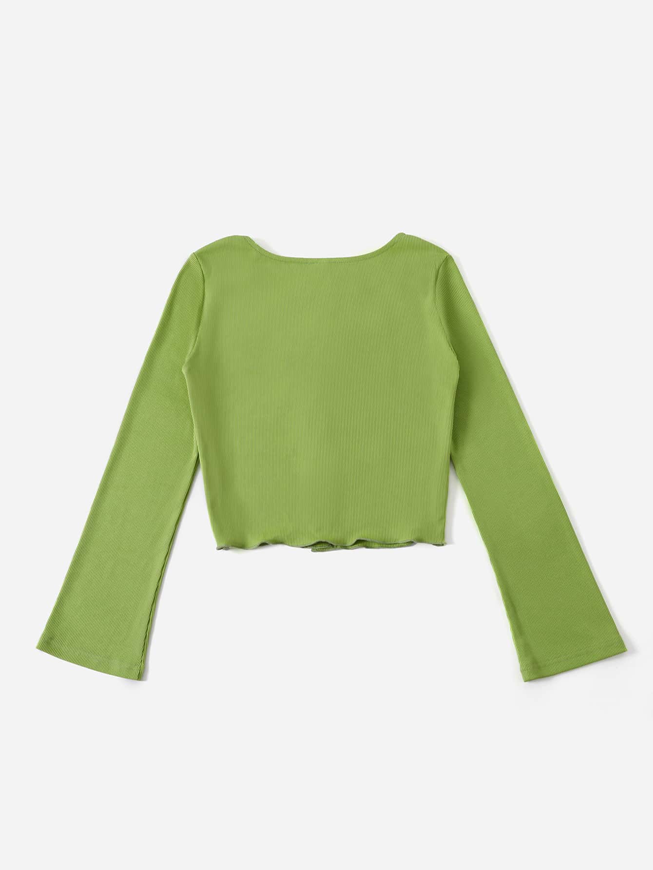 Ribbed Knit Button Front Top
