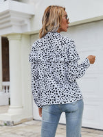 Dalmatian Print Ruffle Trim Button Front Blouse