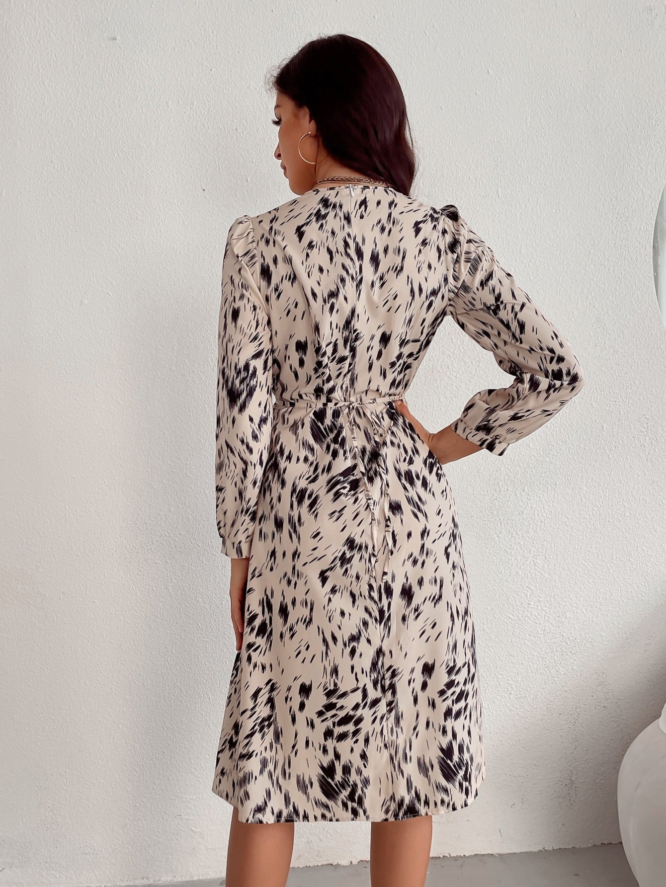 Allover Print Surplice Front Dress