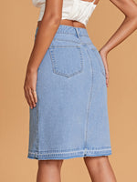 Asymmetrical Waist Split Hem Denim Skirt