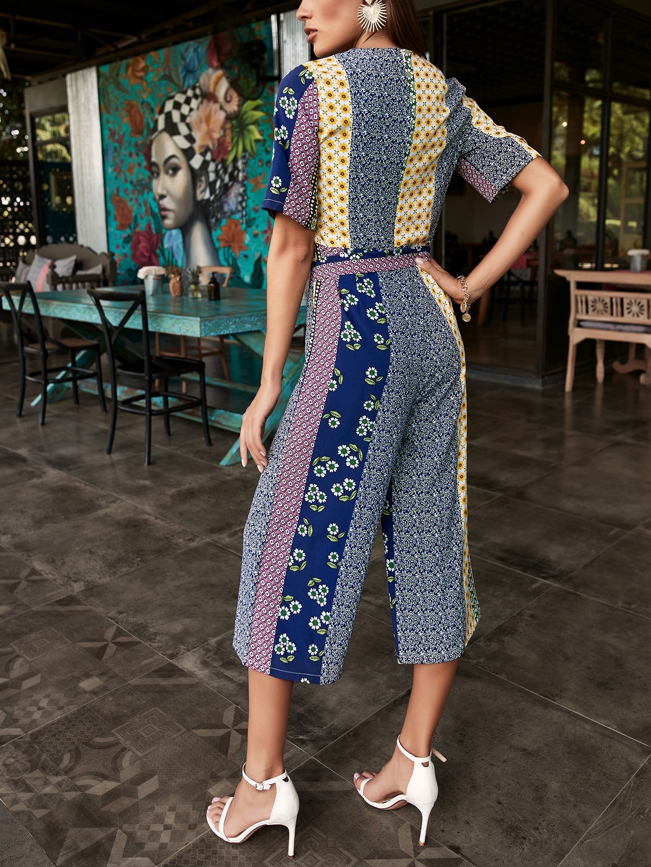 Floral Print Belted Jumpsuit