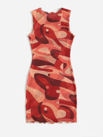 Allover Print Lettuce Trim Bodycon Dress