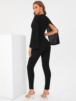 Cape Sleeve Peekaboo Front Jumpsuit