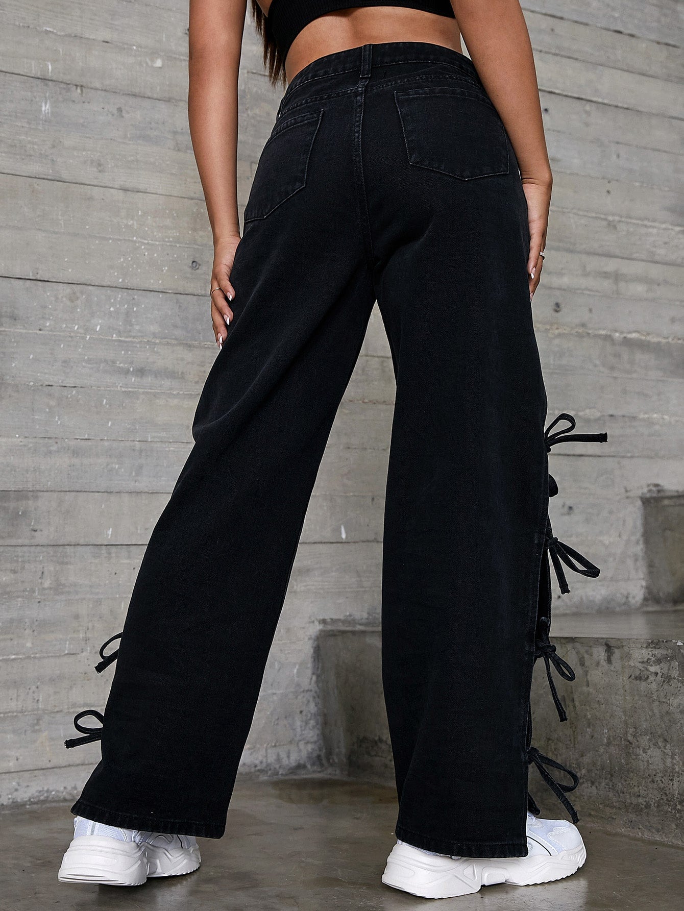 Knot Side Straight Leg Jeans