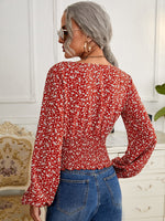 Ditsy Floral Shirred Hem Blouse