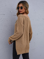 V Neck High Low Hem Sweater