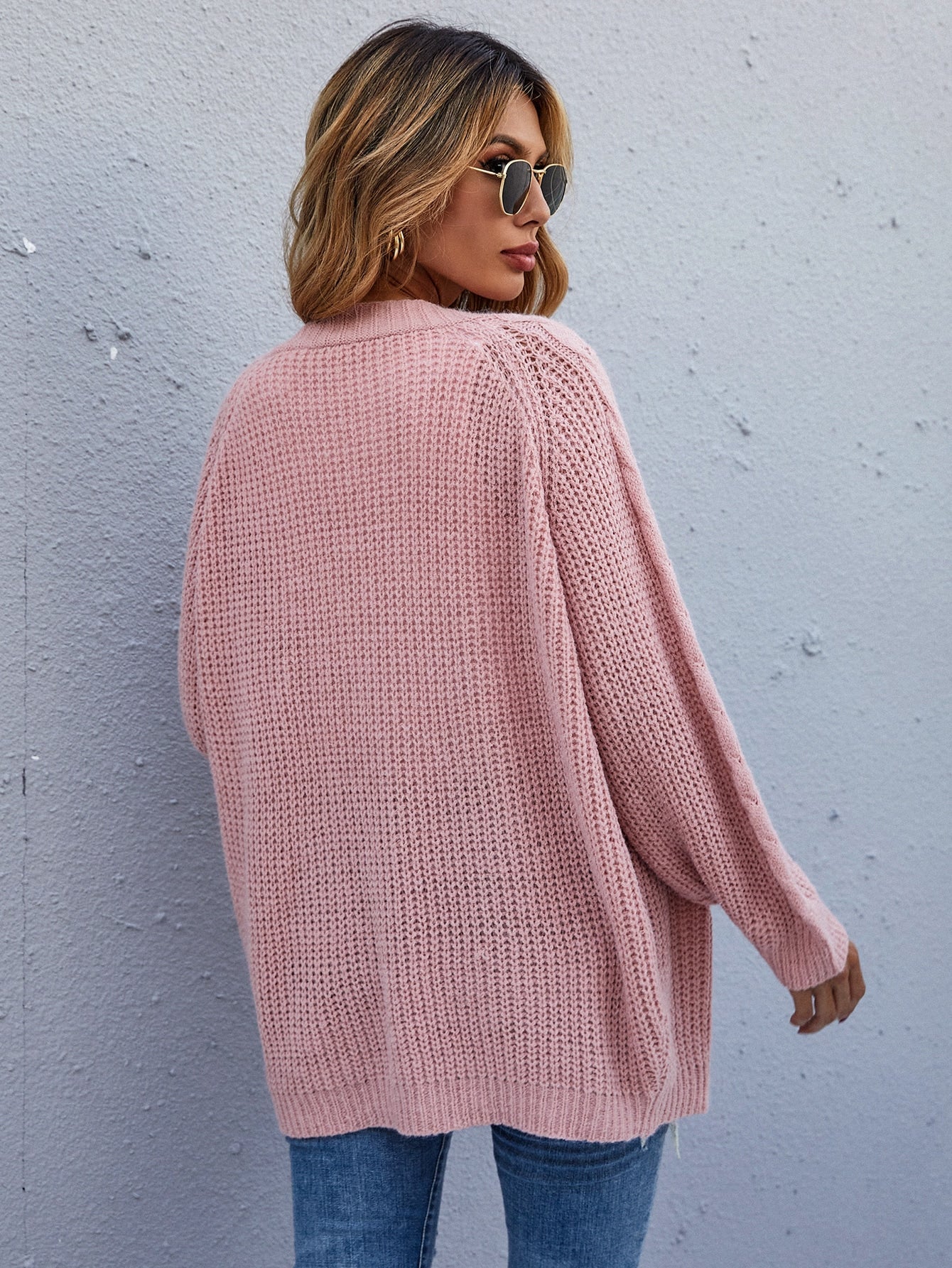 Cable Knit Open Front Cardigan