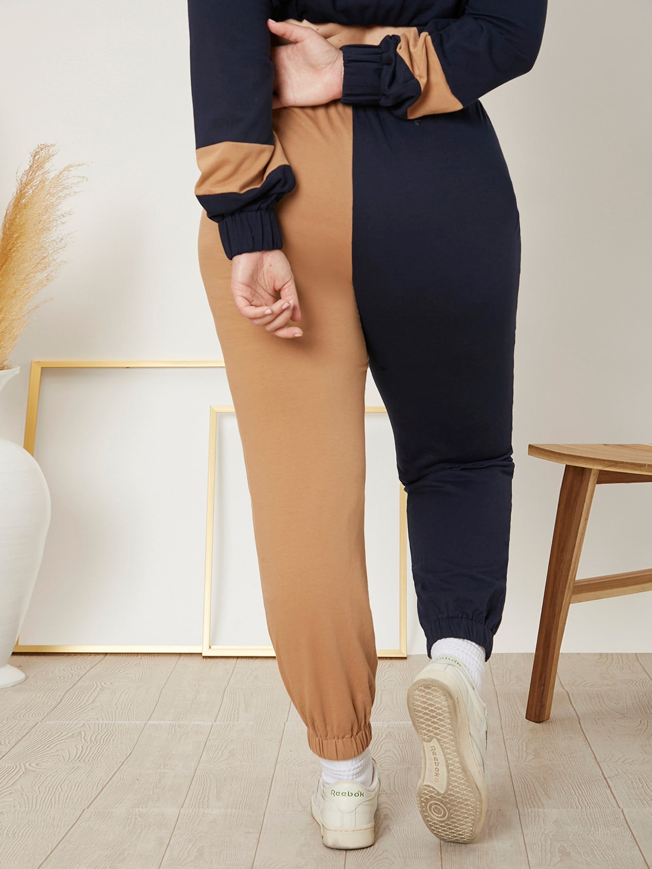 Plus Colorblock Drawstring Waist Sweatpants