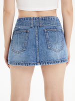 Buckled Belt Denim Mini Skirt