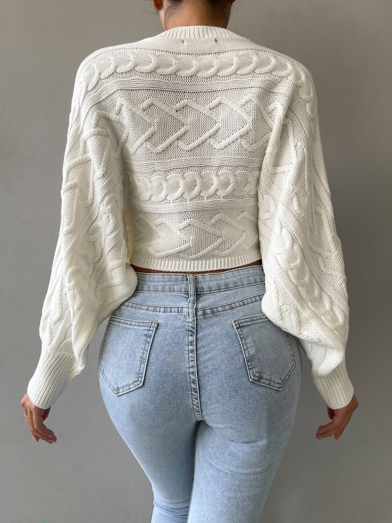 Batwing Sleeve Solid Sweater