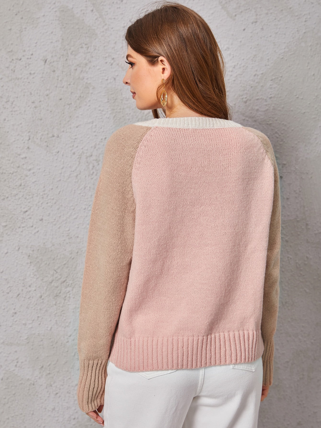 Two Tone Raglan Sleeve Sweater