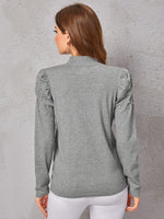 Mock Neck Pearl Beaded Sweater