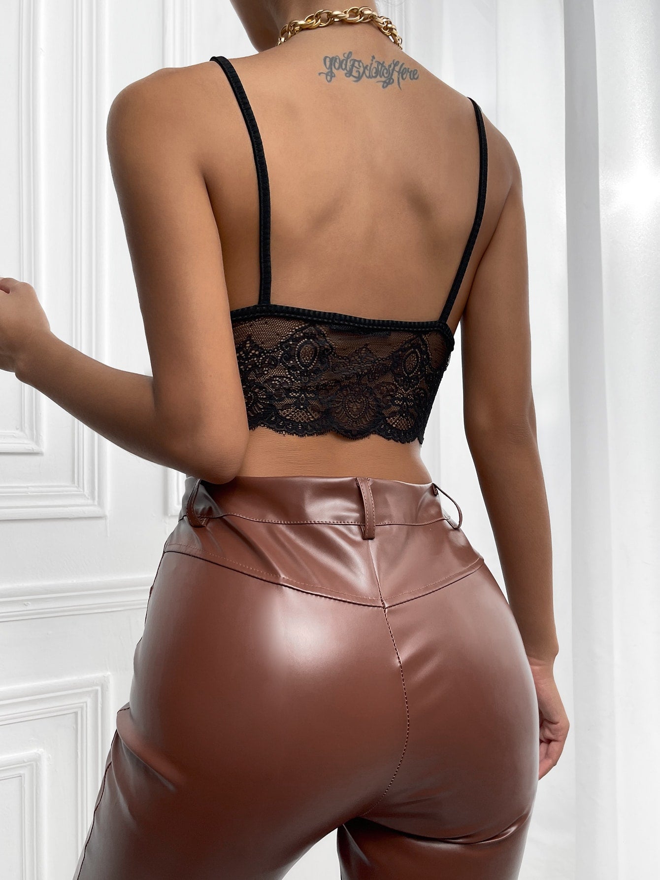 Contrast Lace Crop Cami Top